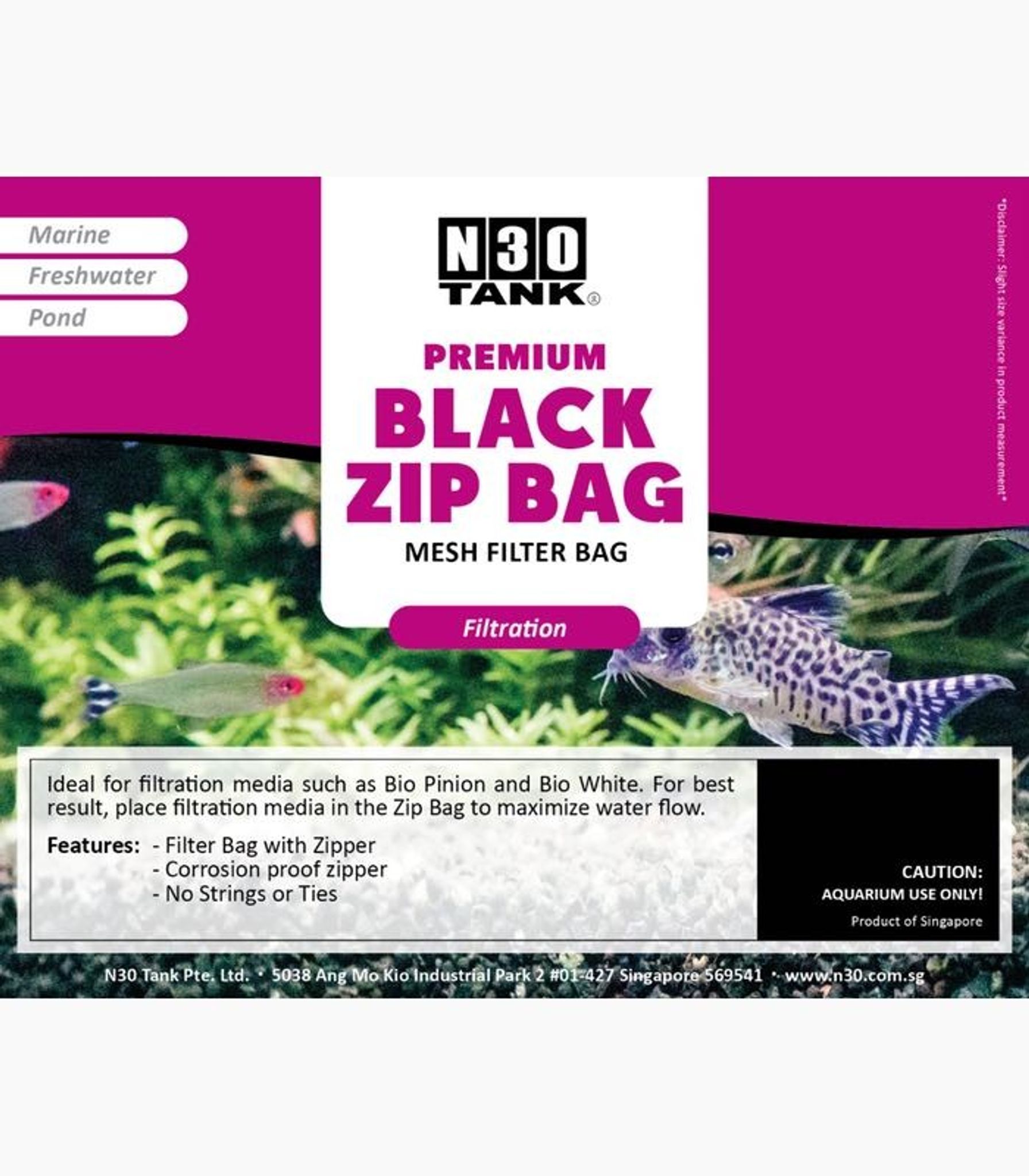 N30 BLACK MESH ZIP BAG LARGE - 2 PCS (N0027)