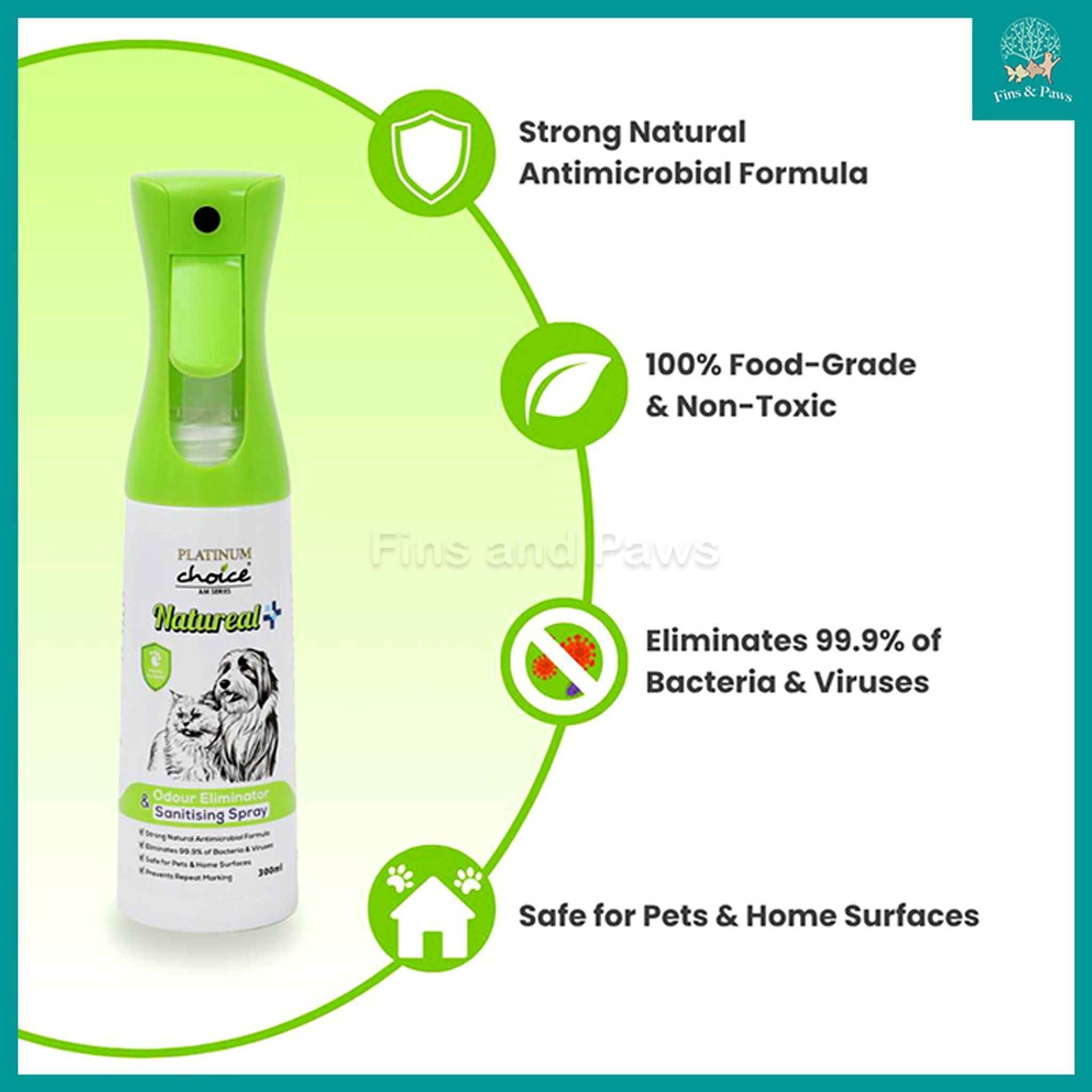 [Platinum Choice] NATUREAL Odour Eliminator and Sanitising Spray 300ml for Dog, Cats and Small Animals
