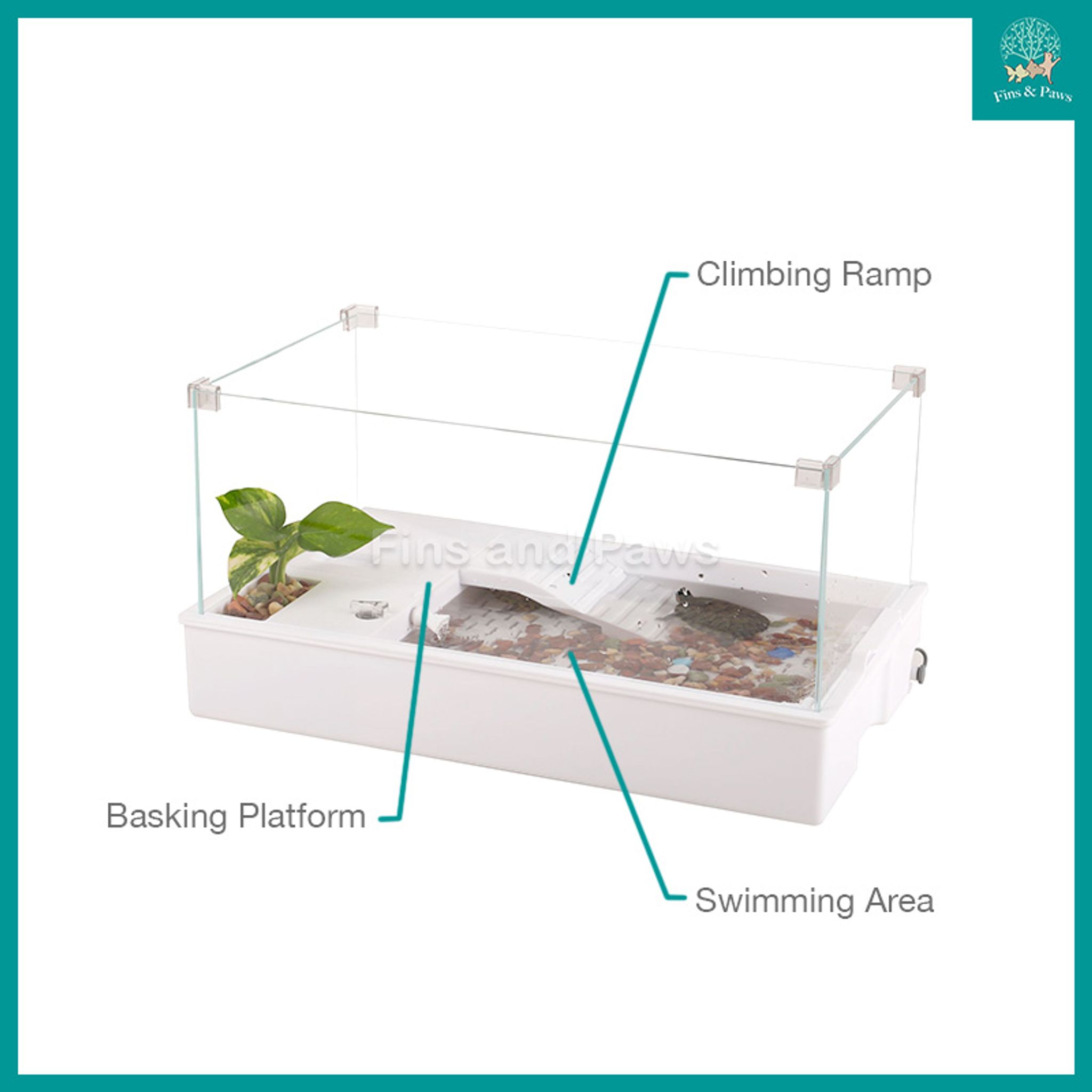 [Resun] Turtle and Terrapin All-in-One Tank (with Filter, Ramp and Easy Clean Design) 500x300x260mm