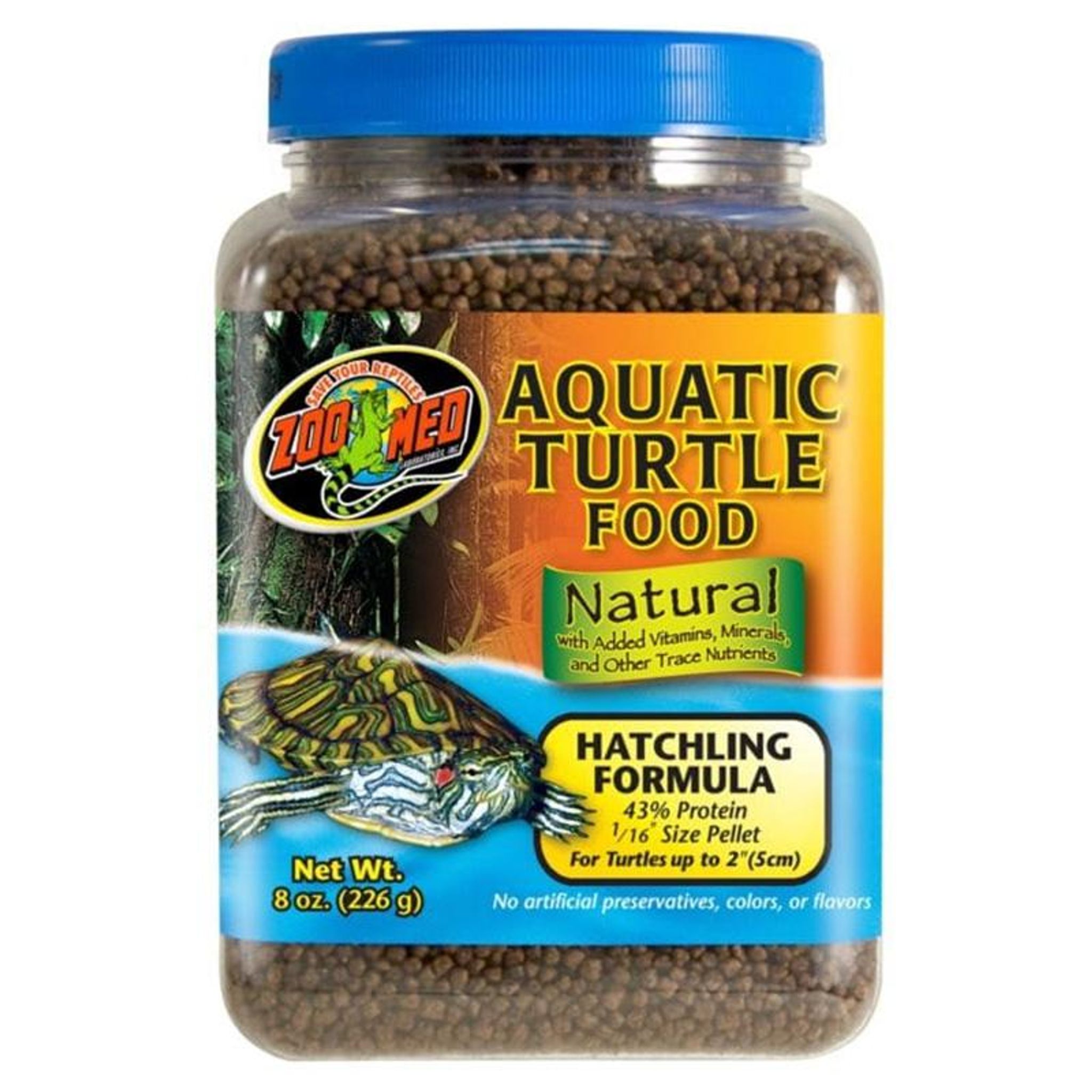 ZooMed Aquatic Turtle Food (1/16 size 43% protein) (Hatchling Formula) (226g)